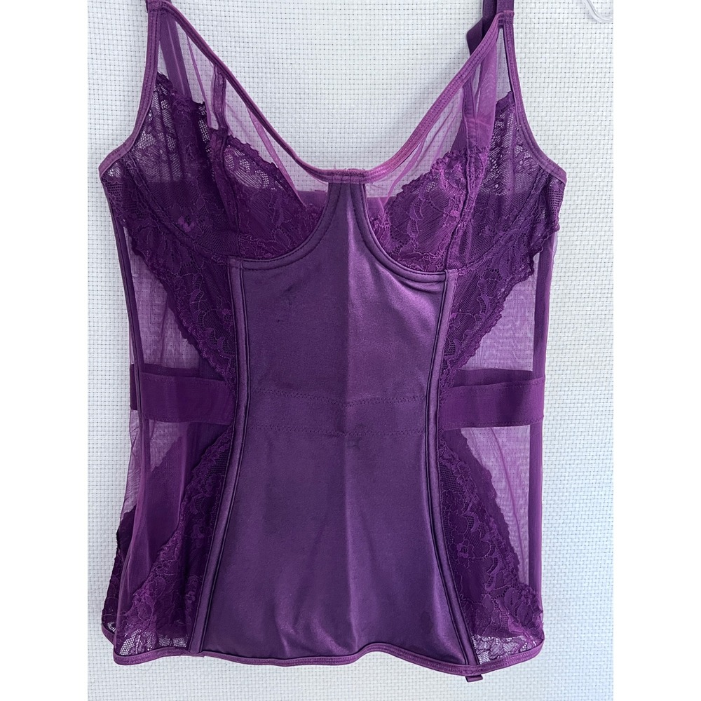 Coquette Purple Lace Mesh Underwire Bustier Corset Top Adjustable Straps